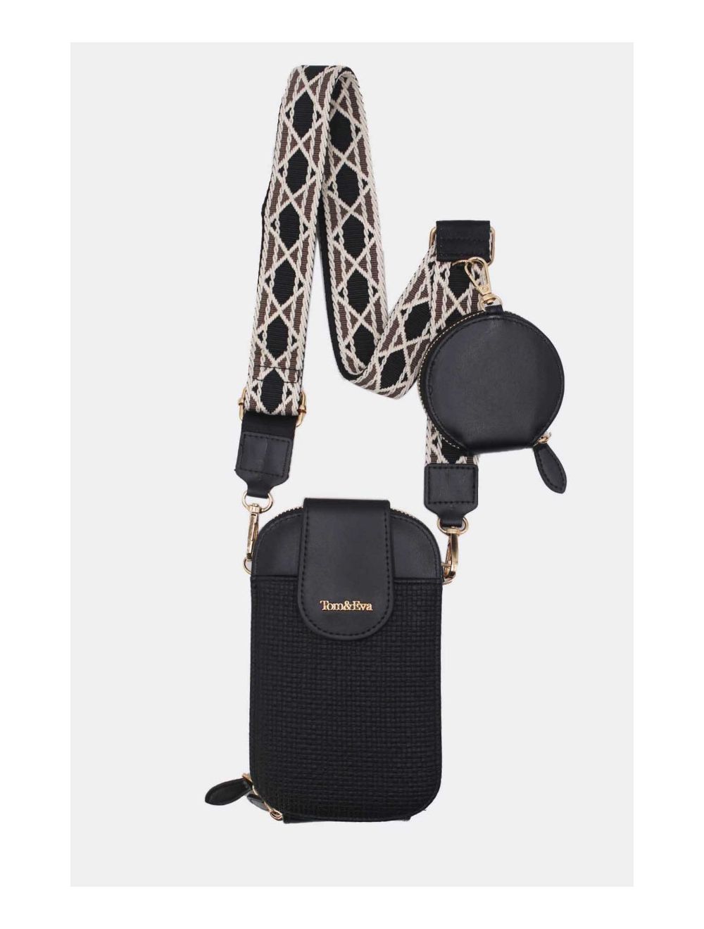 Tom&eva Pochette Téléphone Bi-matière Avec Porte Monnaie 24P-5946-Noir