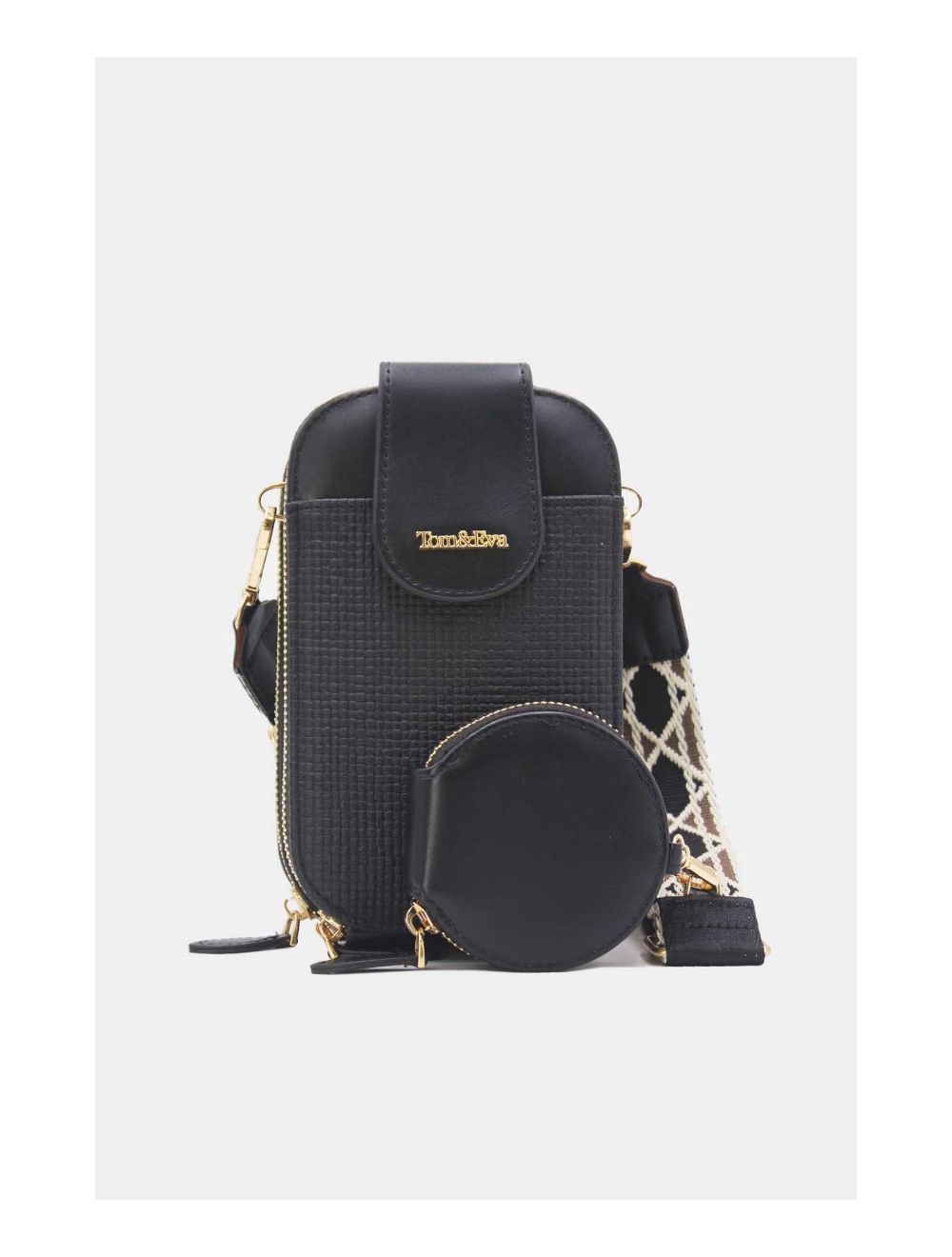 Tom&eva Pochette Téléphone Bi-matière Avec Porte Monnaie 24P-5946-Noir