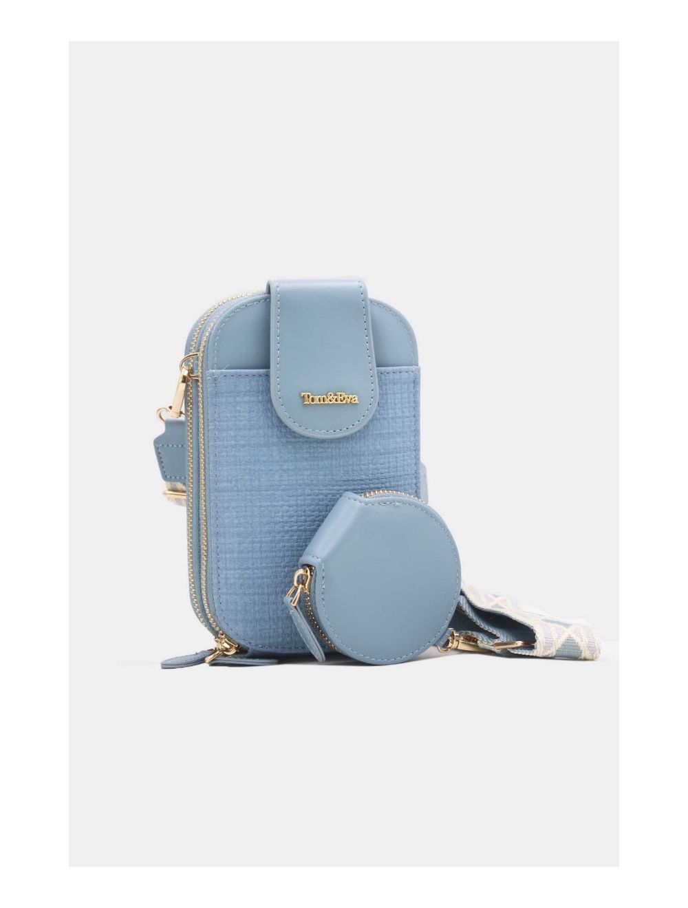 Tom&eva Pochette Téléphone Bi-matière Avec Porte Monnaie 24P-5946-Bleu