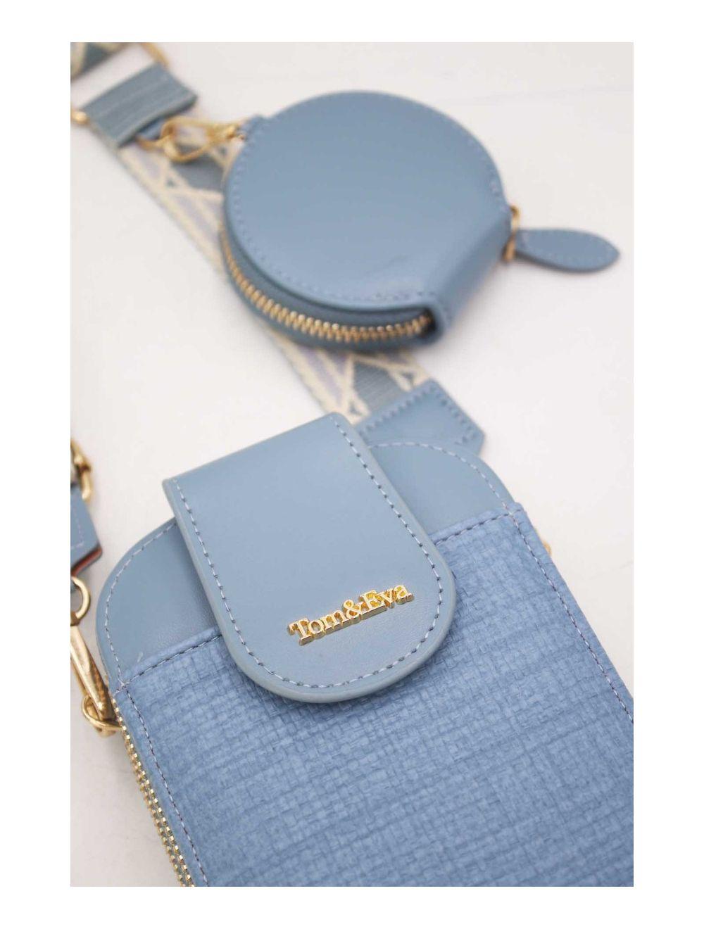 Tom&eva Pochette Téléphone Bi-matière Avec Porte Monnaie 24P-5946-Bleu