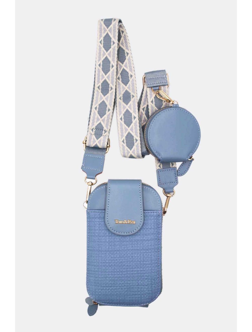 Tom&eva Pochette Téléphone Bi-matière Avec Porte Monnaie 24P-5946-Bleu