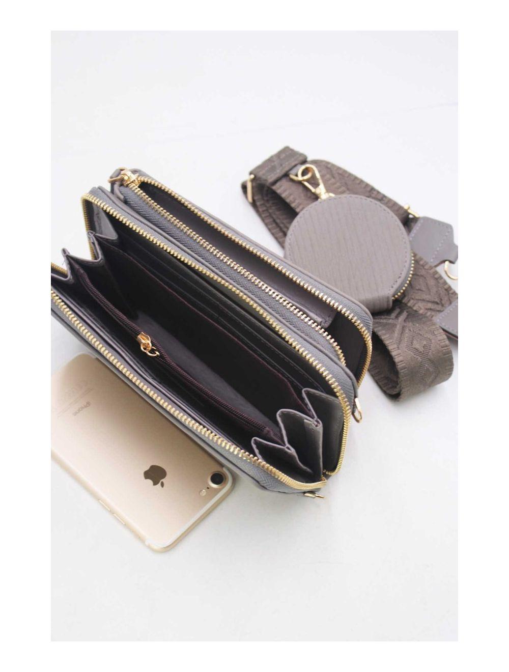 Tom&eva Pochette Téléphone Bi-matière Avec Porte Monnaie RÉASSORT 23P-5821-Gris