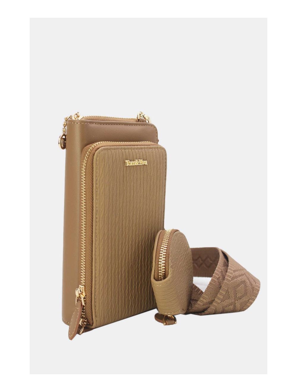 tom&eva Pochette Téléphone Bi-matière Avec Porte Monnaie RÉASSORT 23P-5821-Khaki