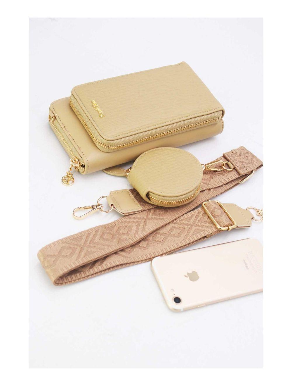 Tom&eva Pochette Téléphone Bi-matière Avec Porte Monnaie RÉASSORT 23P-5821-Abricot