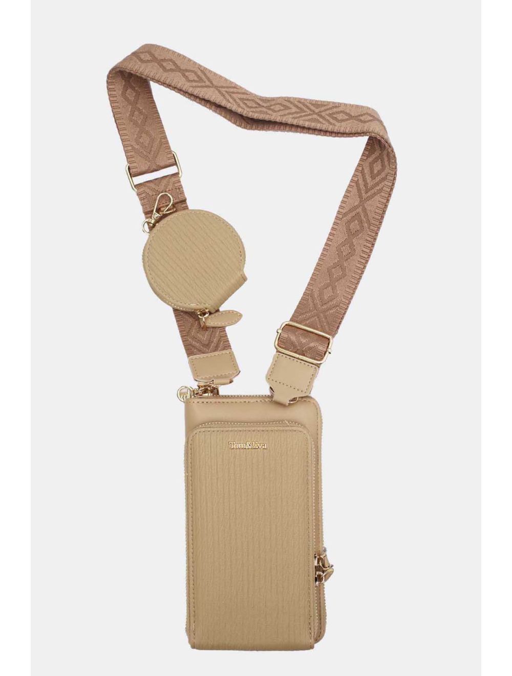 Tom&eva Pochette Téléphone Bi-matière Avec Porte Monnaie RÉASSORT 23P-5821-Abricot