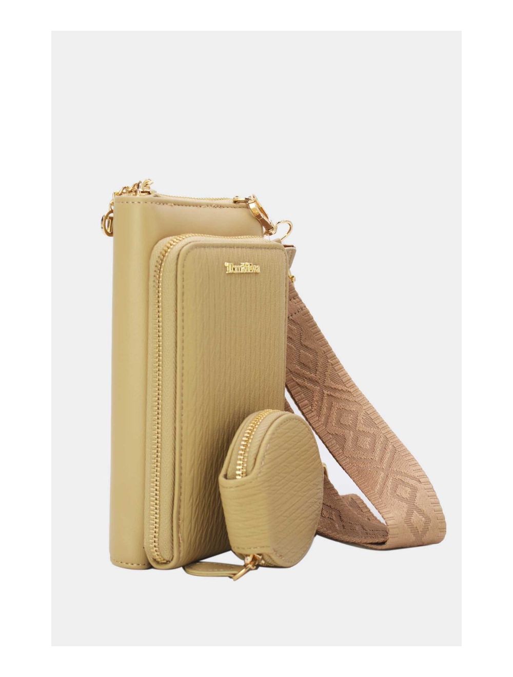 tom&eva Pochette Téléphone Bi-matière Avec Porte Monnaie RÉASSORT 23P-5821-Abricot