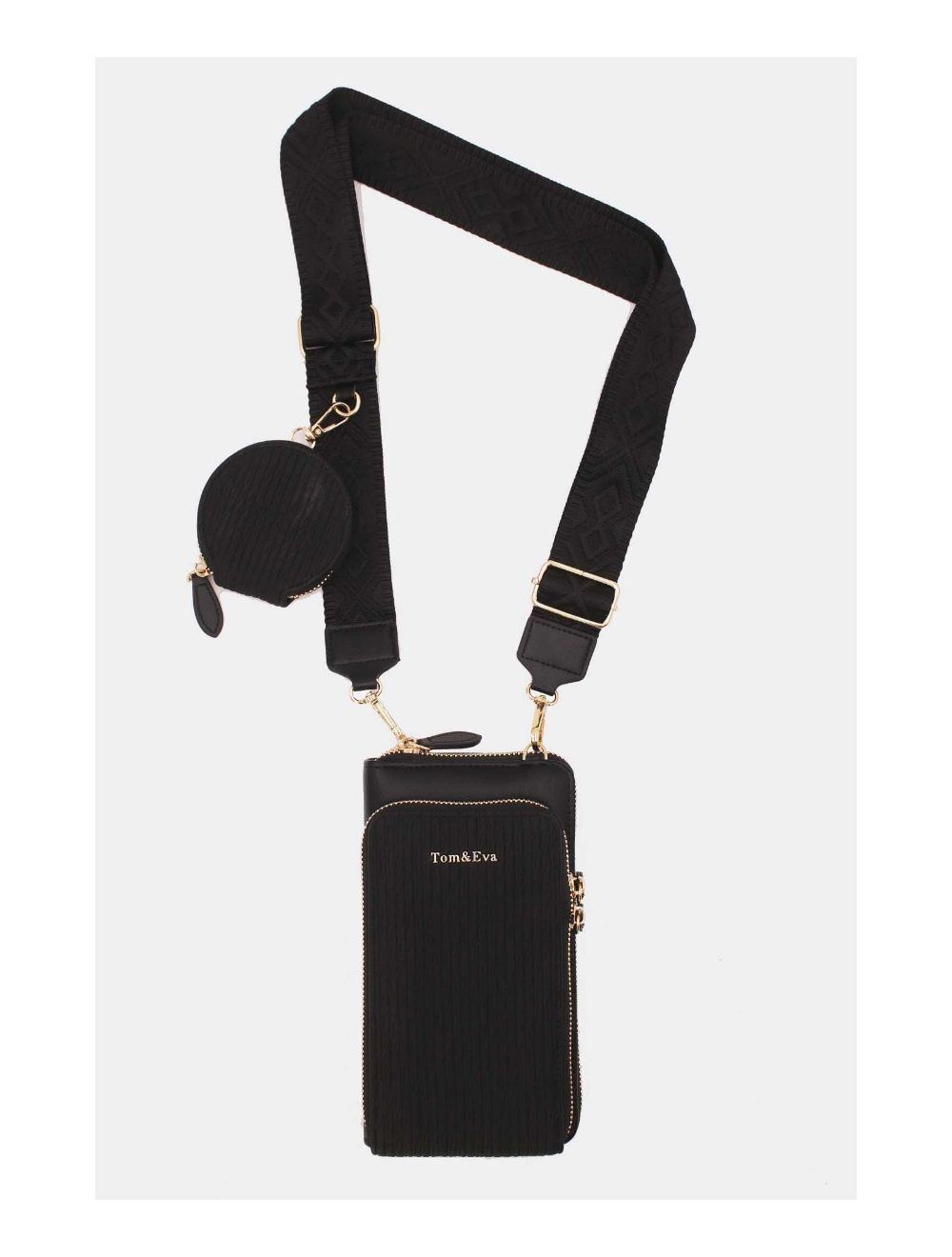 Tom&eva Pochette Téléphone Bi-matière Avec Porte Monnaie RÉASSORT 23P-5821-Noir