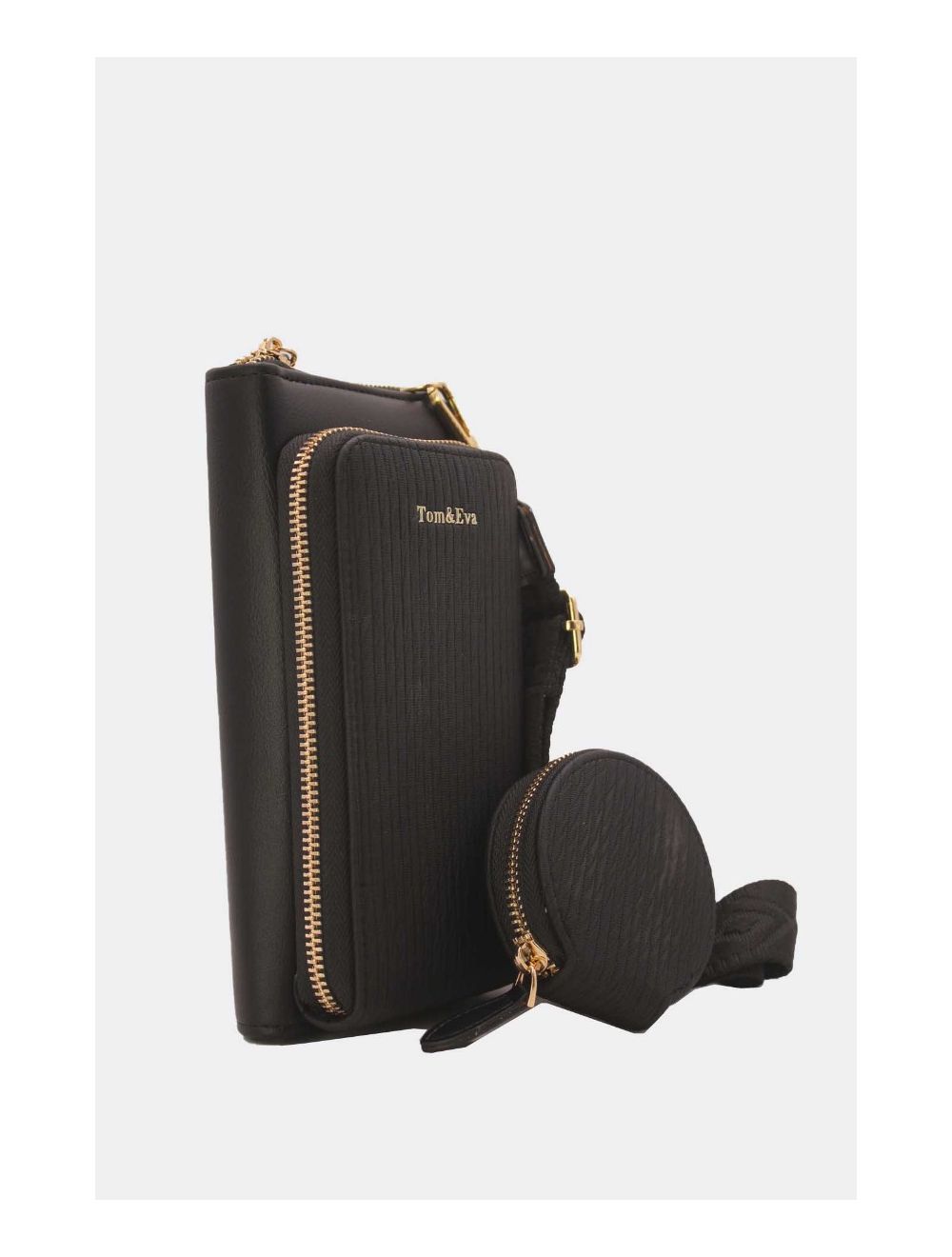 Tom&eva Pochette Téléphone Bi-matière Avec Porte Monnaie RÉASSORT 23P-5821-Noir