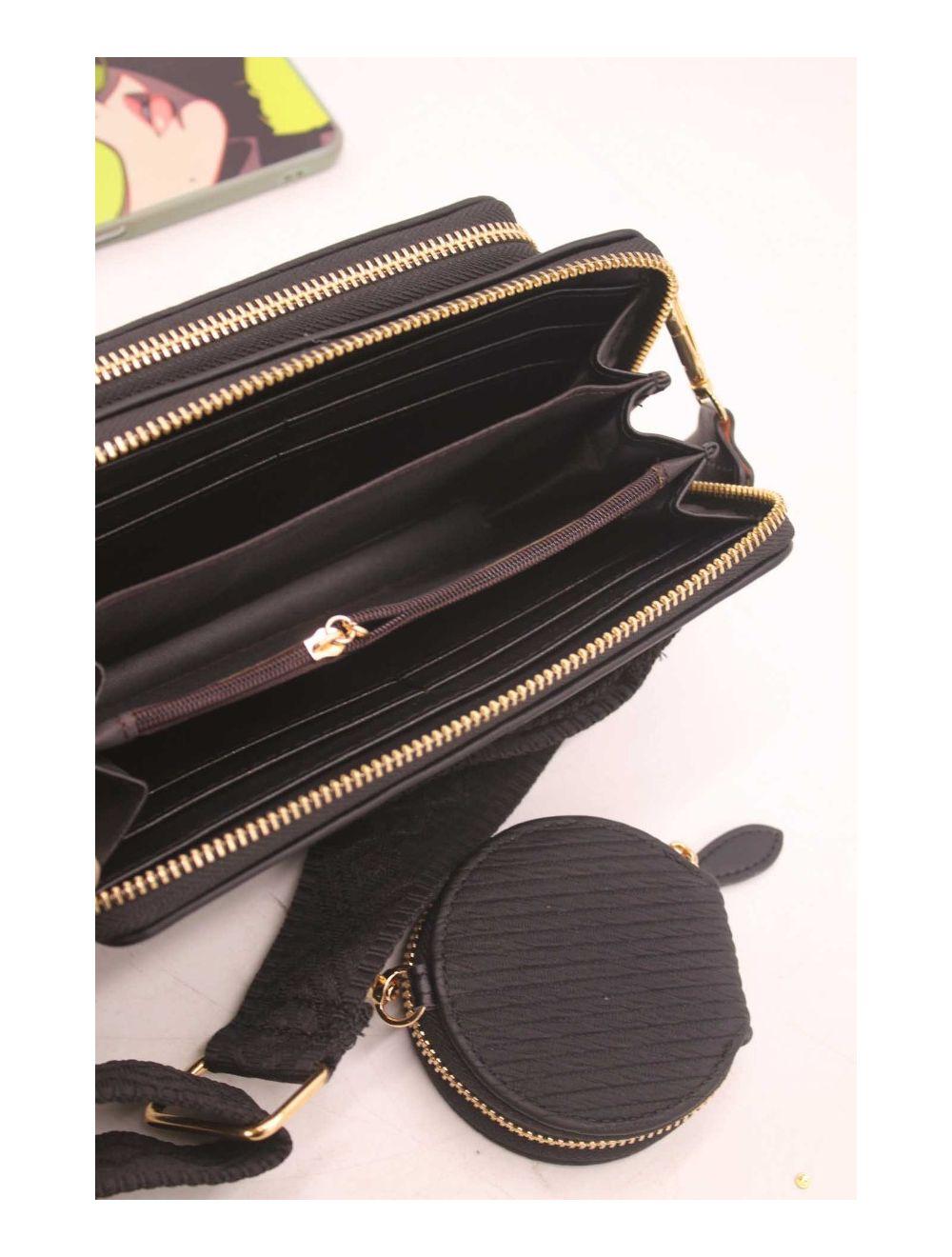 tom&eva Pochette Téléphone Bi-matière Avec Porte Monnaie RÉASSORT 23P-5821-Noir