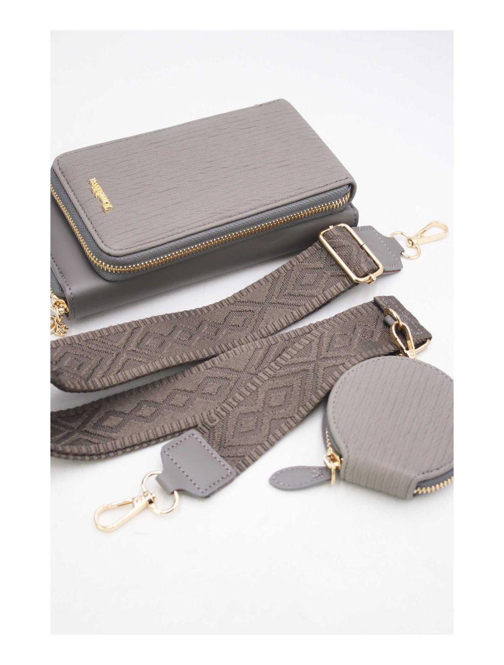 tom&eva Pochette Téléphone Bi-matière Avec Porte Monnaie RÉASSORT 23P-5821-Gris