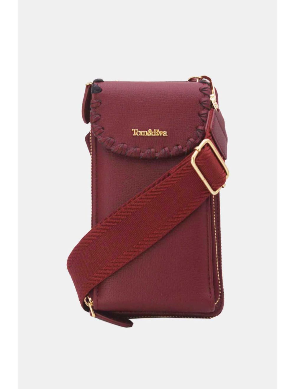 Tom&eva Pochette Téléphone Effet Grainé 24P-6022-Bordeaux Foncé