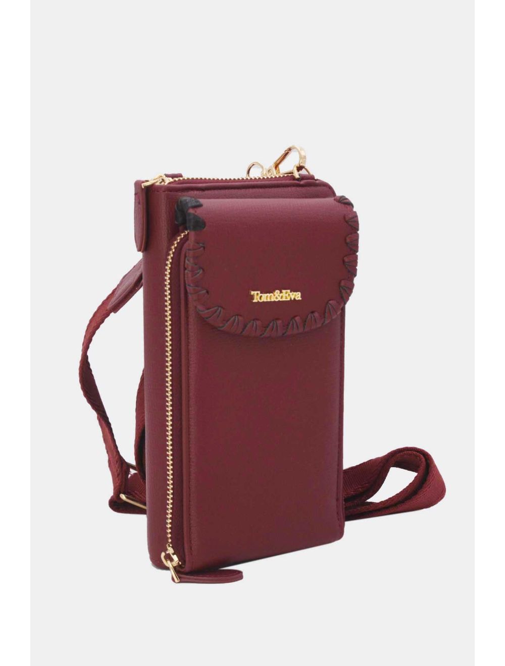 Tom&eva Pochette Téléphone Effet Grainé 24P-6022-Bordeaux Foncé
