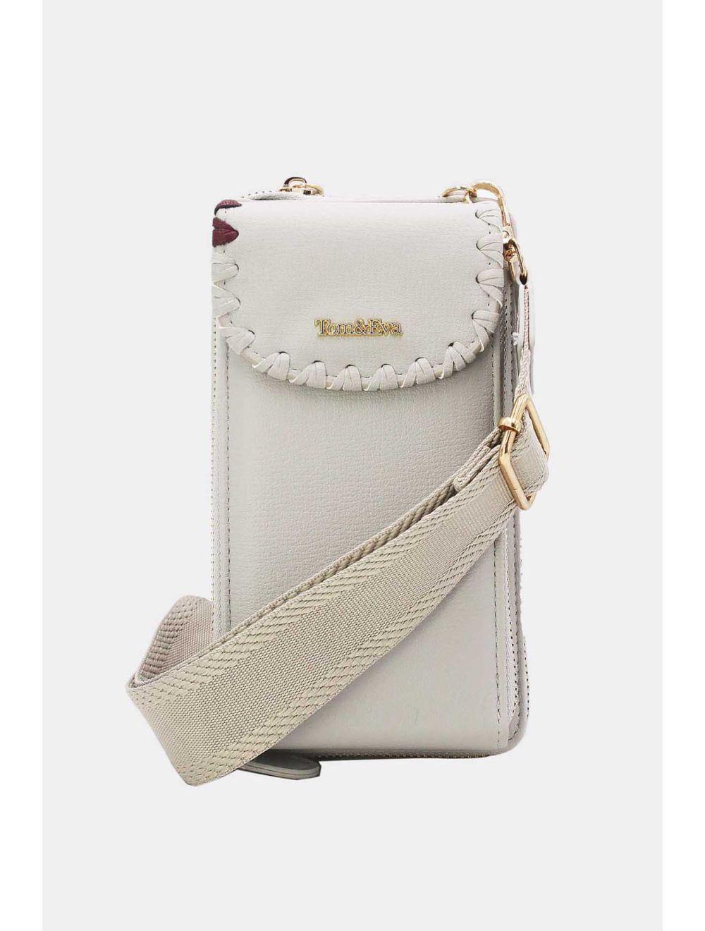 Tom&eva Pochette Téléphone Effet Grainé 24P-6022-Gris Clair