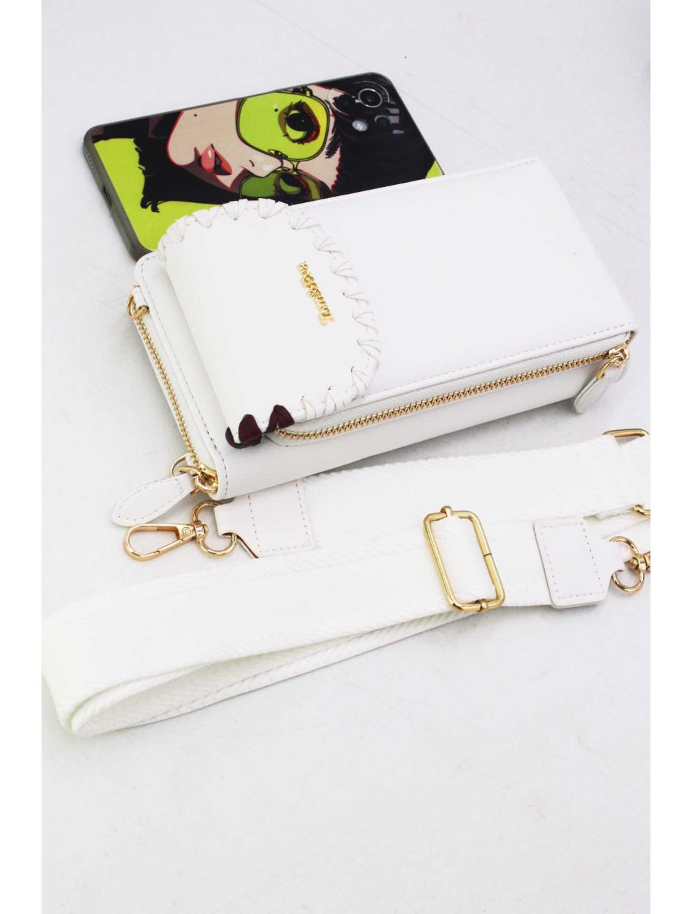 Tom&eva Pochette Téléphone Effet Grainé 24P-6022-White