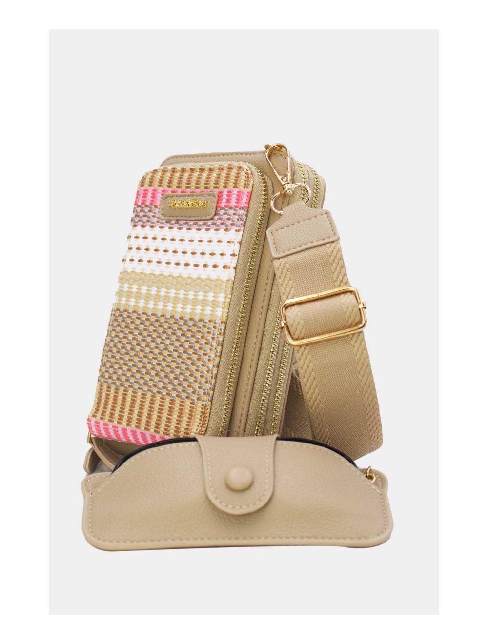 Tom&eva Pochette Téléphone Effet Paille Avec Porte Lunette 24P-5944-Abricot