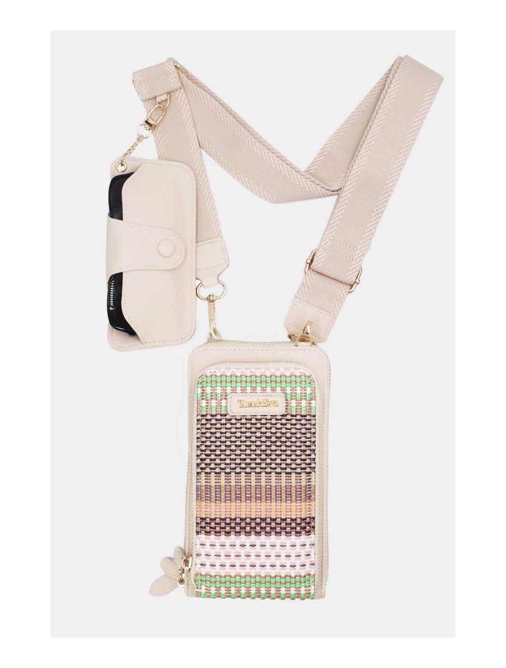 Tom&eva Pochette Téléphone Effet Paille Avec Porte Lunette 24P-5944-Beige