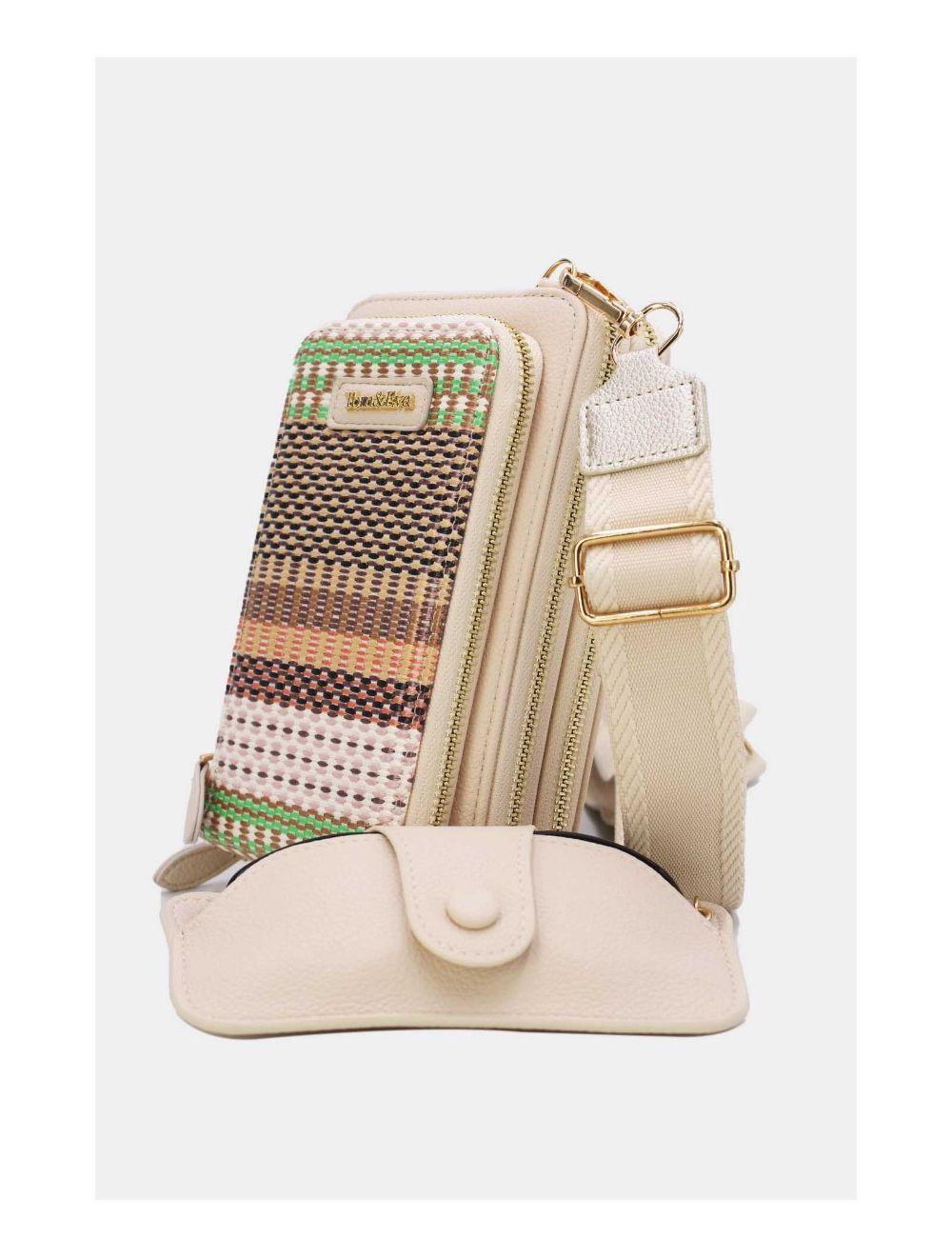 Tom&eva Pochette Téléphone Effet Paille Avec Porte Lunette 24P-5944-Beige