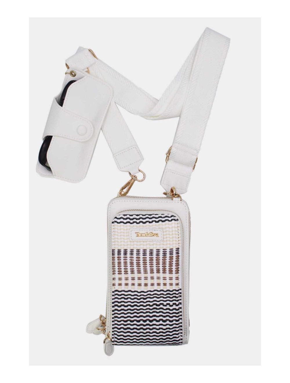 Tom&eva Pochette Téléphone Effet Paille Avec Porte Lunette 24P-5944-Blanc