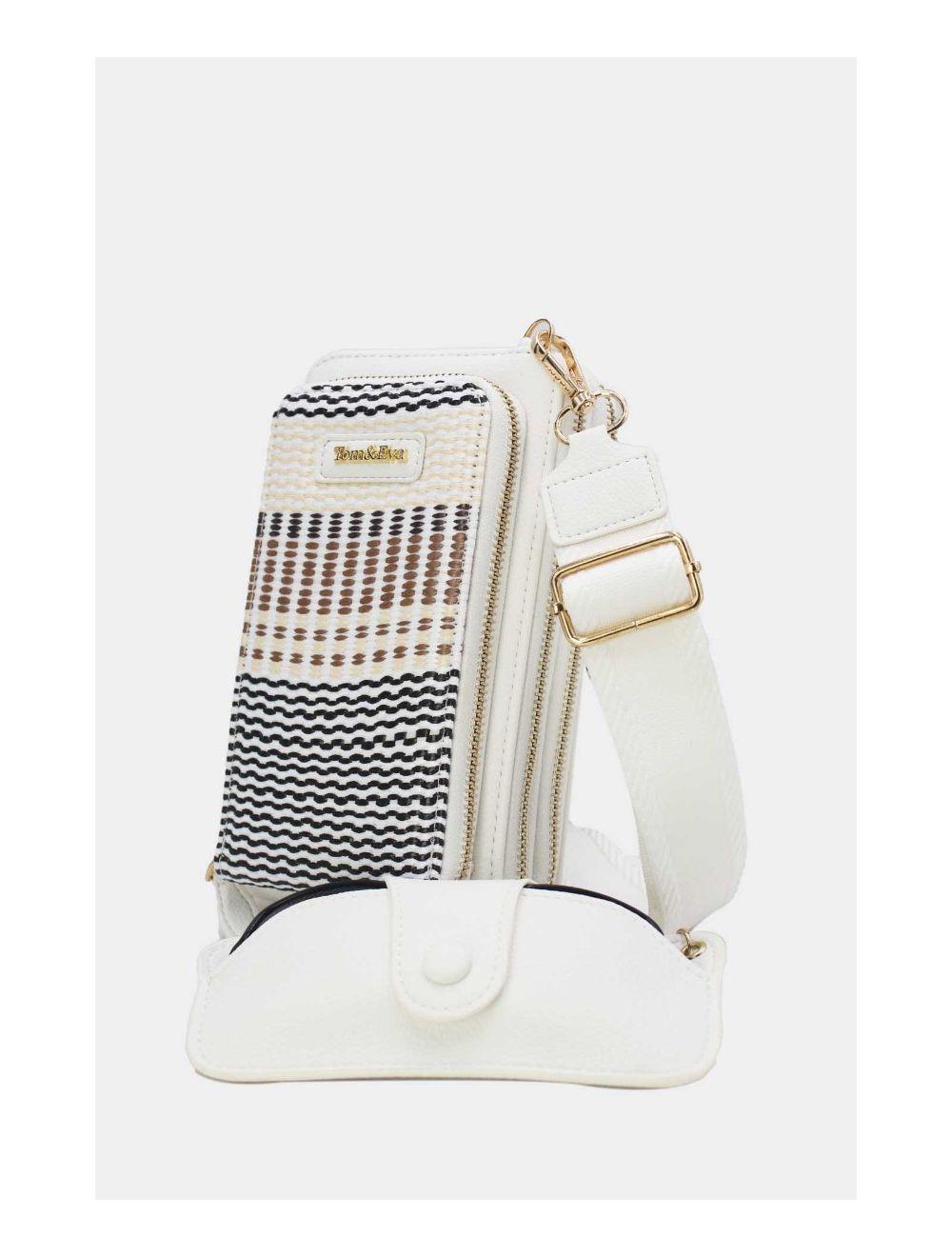 Tom&eva Pochette Téléphone Effet Paille Avec Porte Lunette 24P-5944-Blanc