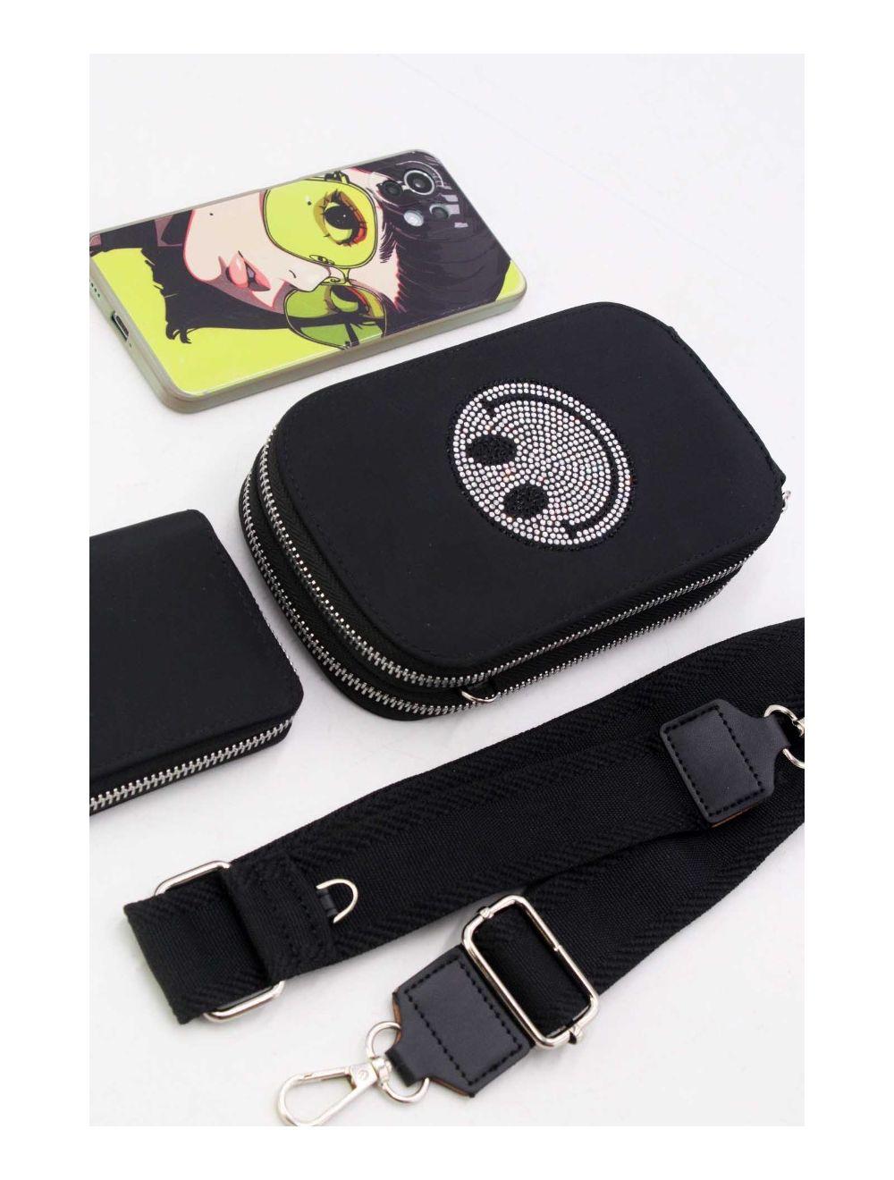 Tom&eva Pochette Téléphone En Tissu Smile 24P-6095-Noir