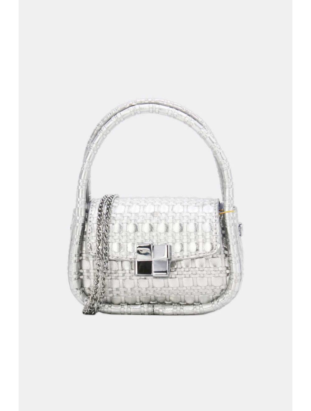 tom&eva Pochette Téléphone Pliable Effet Tissé 24P-6049-Argenté