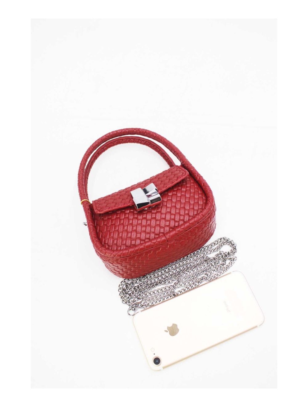 Tom&eva Pochette Téléphone Pliable Effet Tissé 24P-6049-Rouge