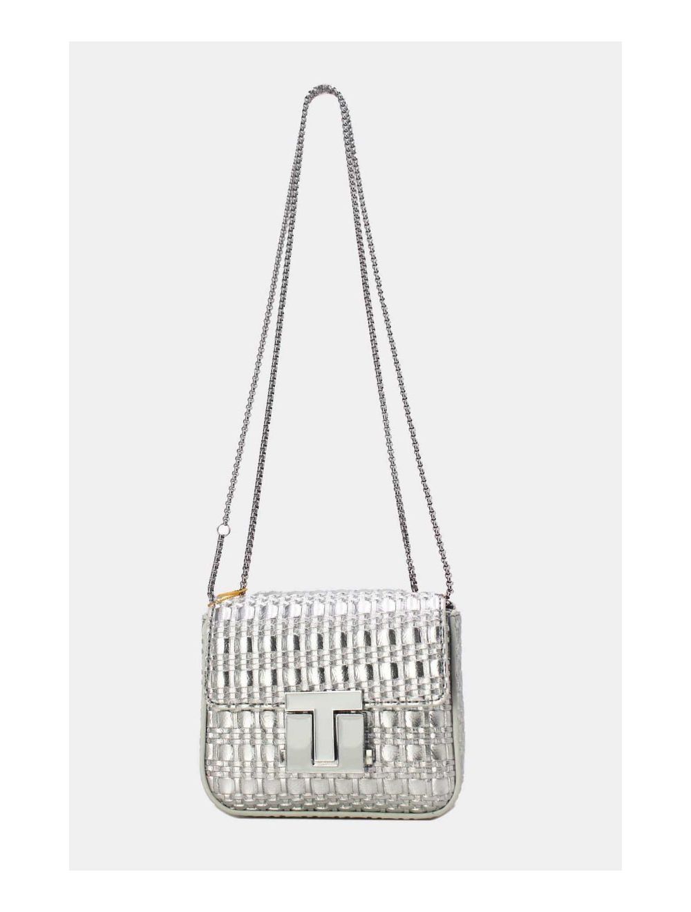 Tom&eva Pochette Téléphone Pliable Effet Tissé 24P-6050-Argenté