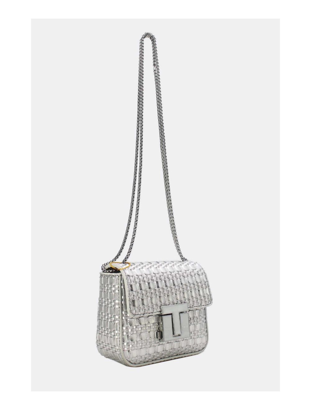 Tom&eva Pochette Téléphone Pliable Effet Tissé 24P-6050-Argenté