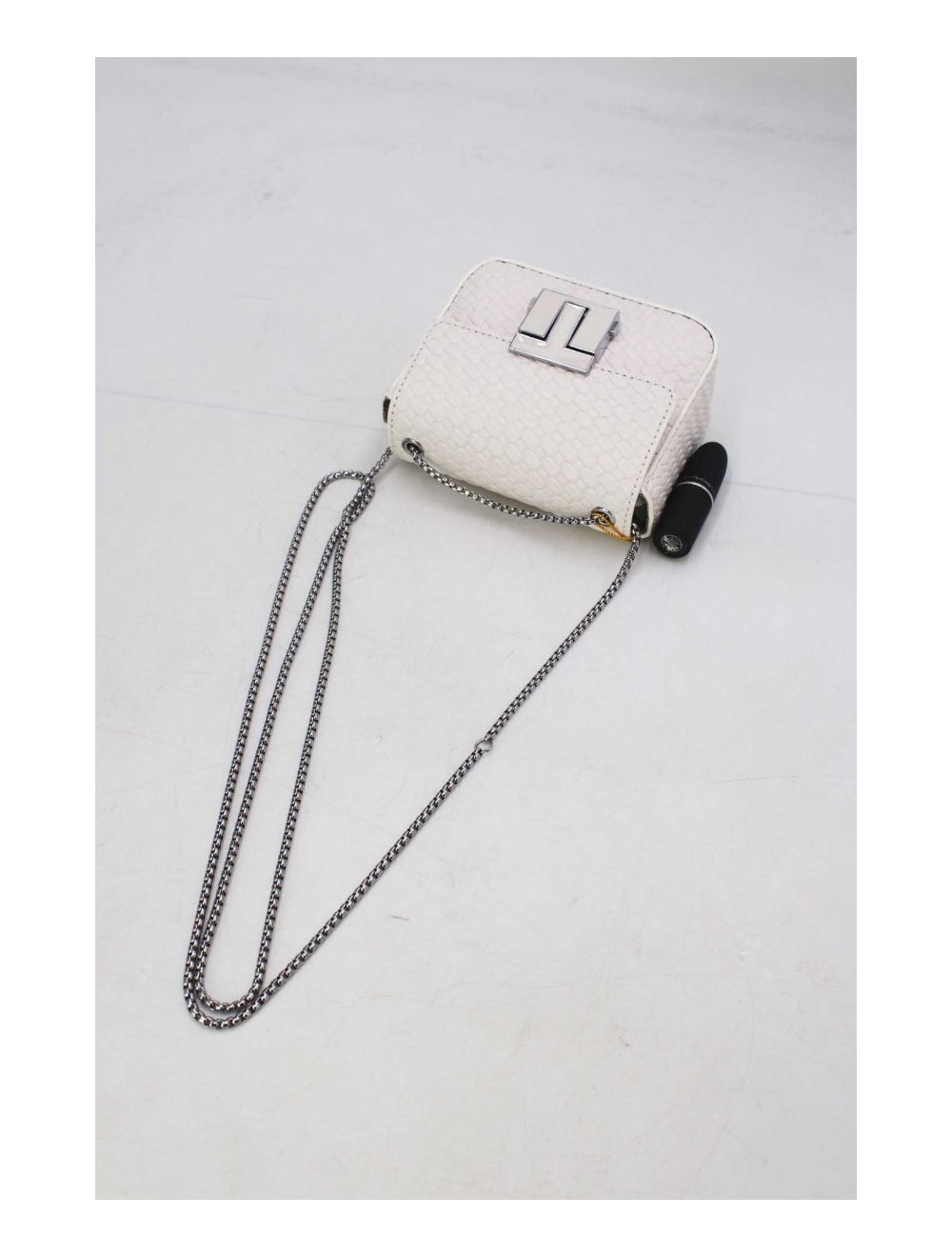 tom&eva Pochette Téléphone Pliable Effet Tissé 24P-6050-Blanc