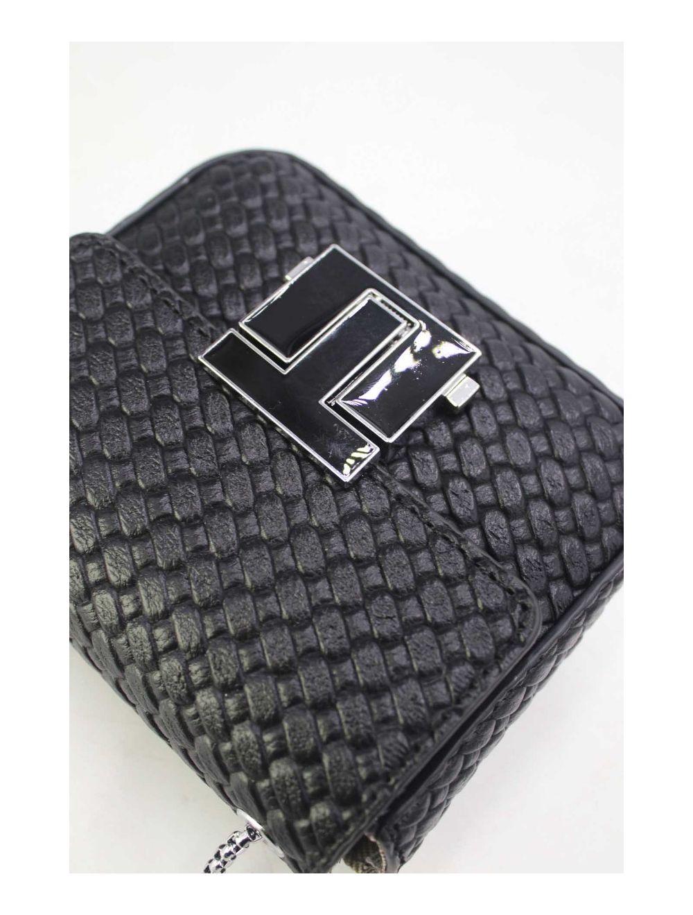 tom&eva Pochette Téléphone Pliable Effet Tissé 24P-6050-Noir