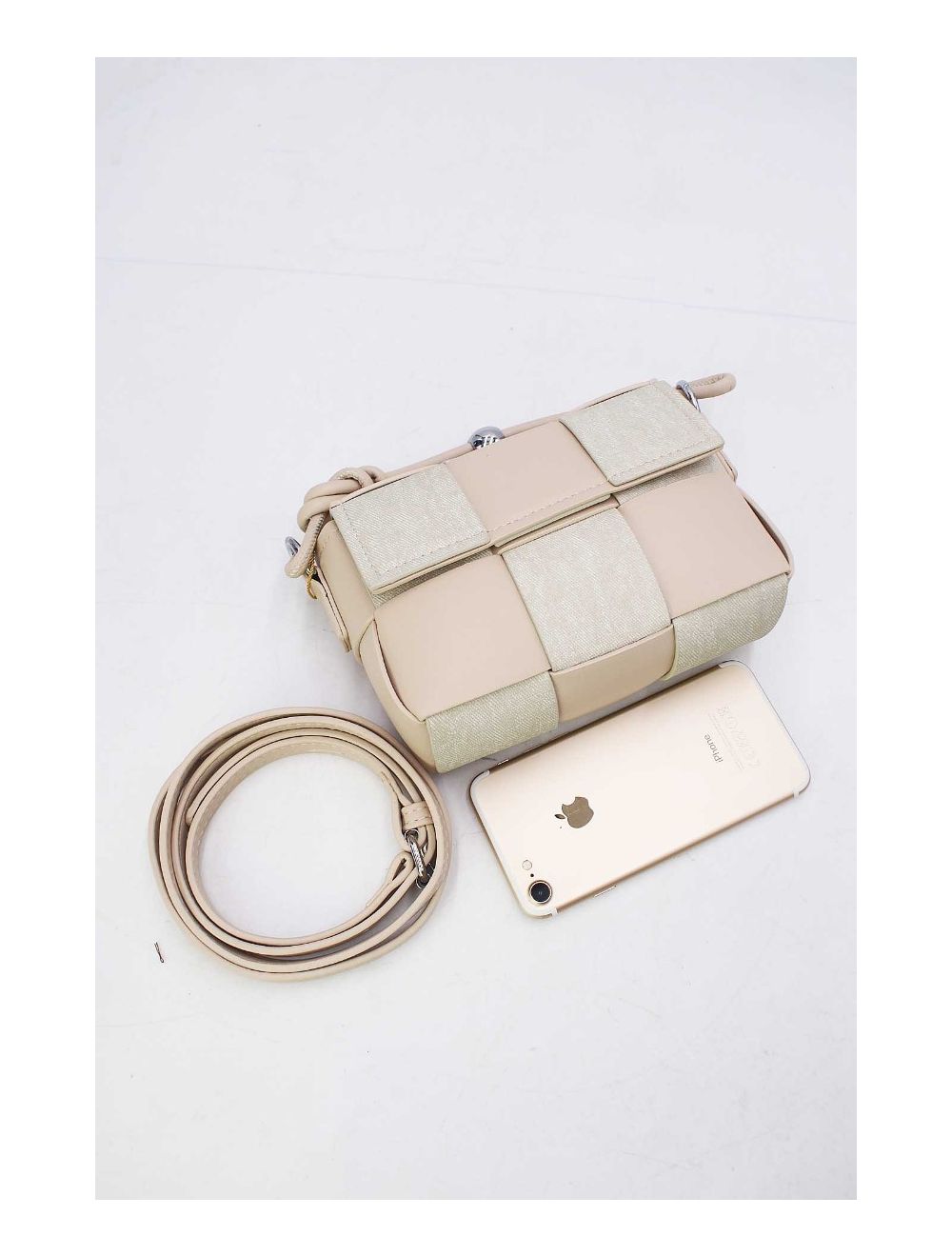 Tom&eva Pochette Téléphone Tressé Effet Tissu 24P-6053-Beige