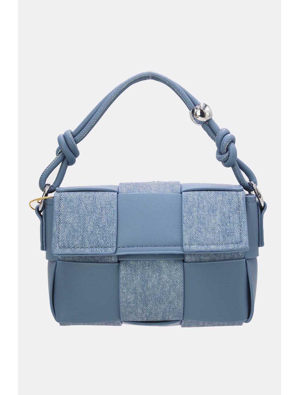 tom&eva Pochette Téléphone Tressé Effet Tissu 24P-6053-Bleu