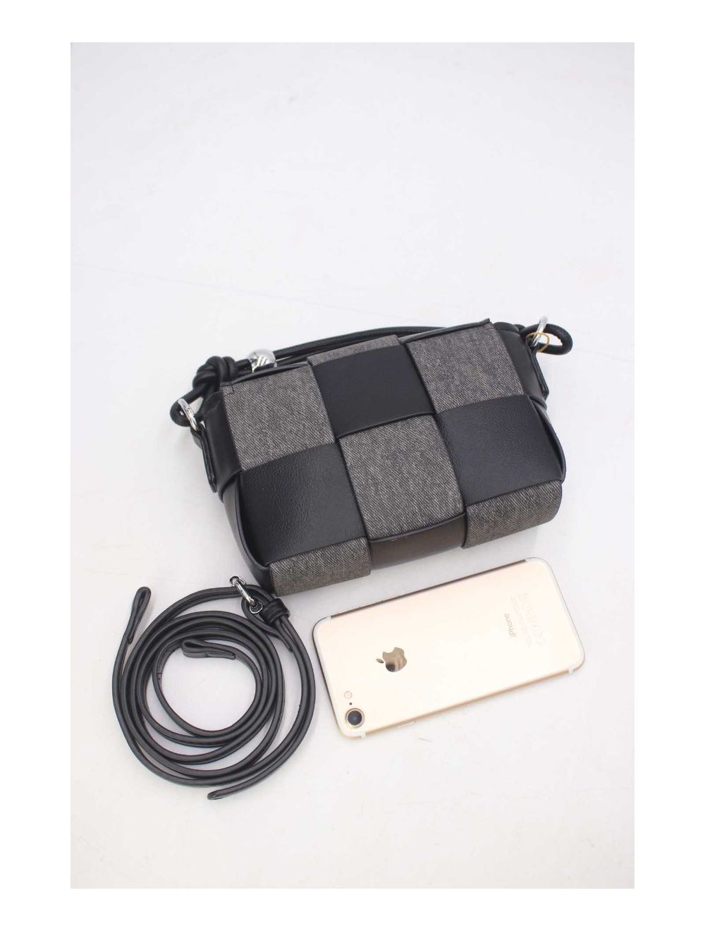 Tom&eva Pochette Téléphone Tressé Effet Tissu 24P-6053-Noir