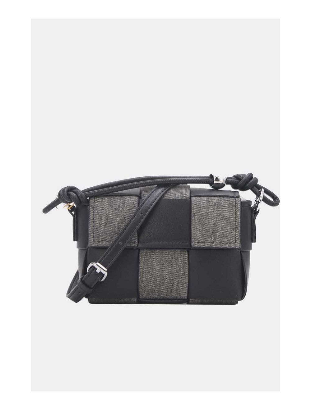 tom&eva Pochette Téléphone Tressé Effet Tissu 24P-6053-Noir