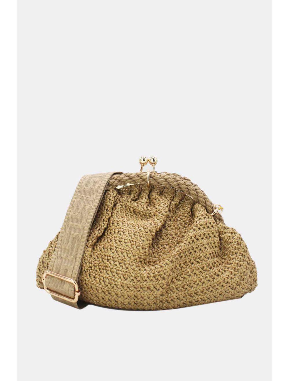 Tom&eva Pochette Tressé Avec Bandoulière Large 23P-5816-Abricot