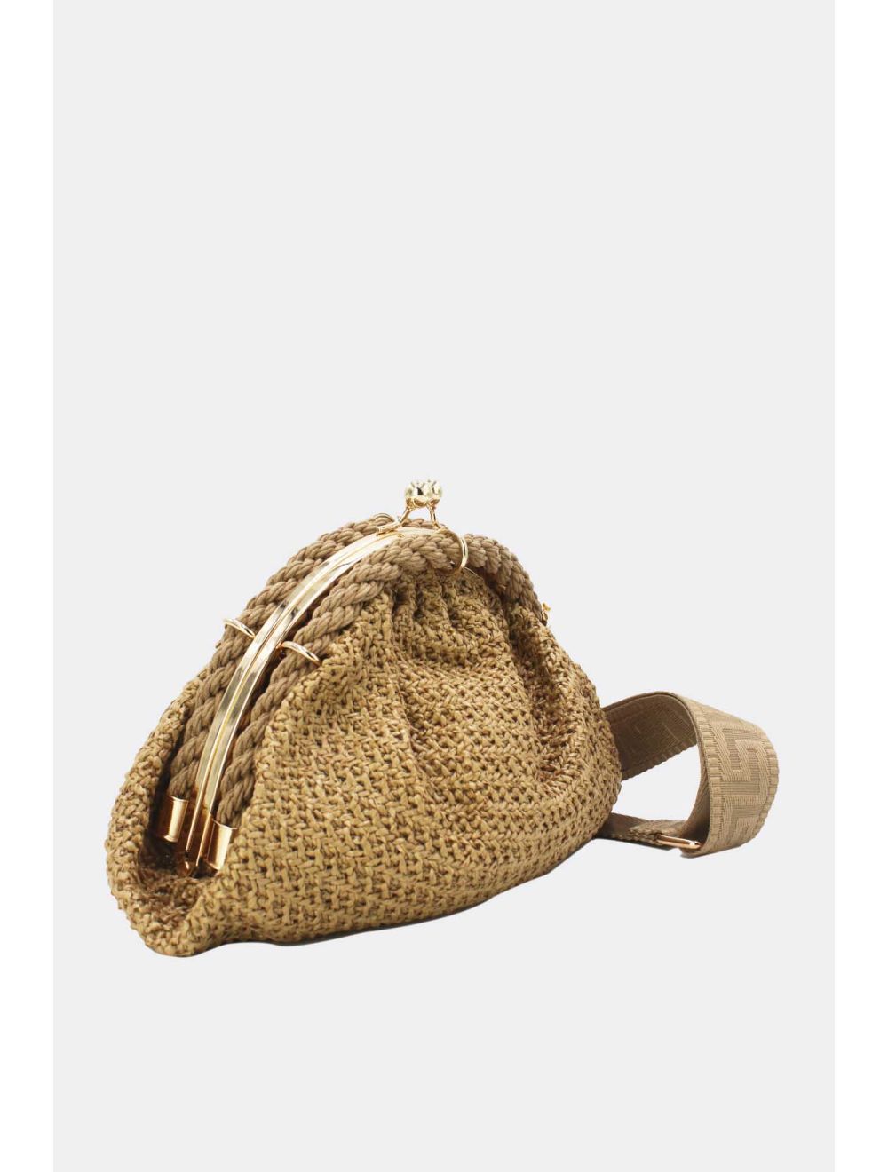 Tom&eva Pochette Tressé Avec Bandoulière Large 23P-5816-Abricot