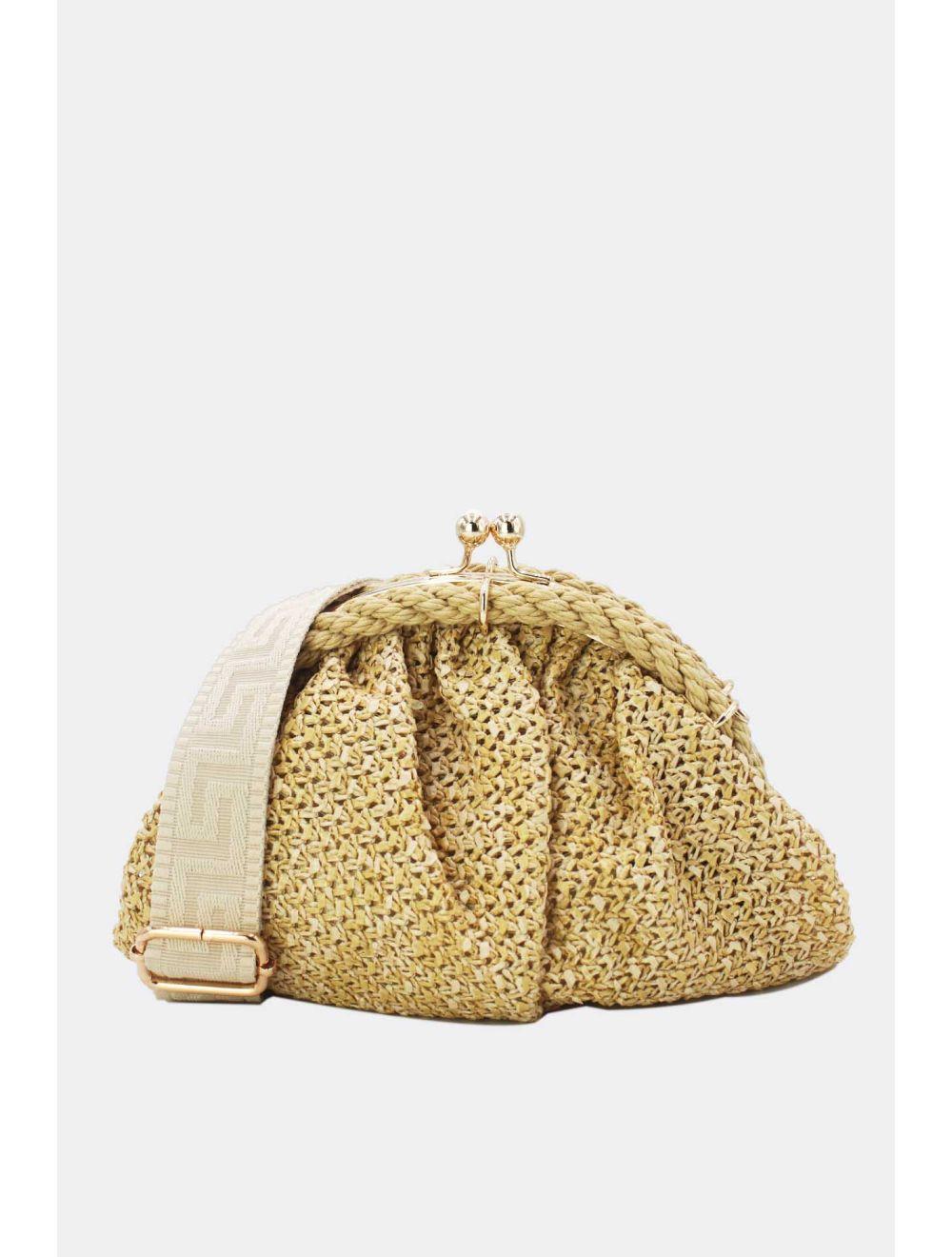 Tom&eva Pochette Tressé Avec Bandoulière Large 23P-5816-Beige