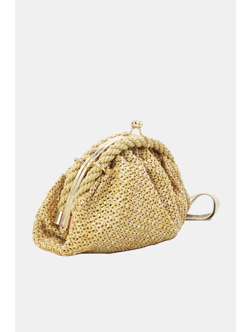 Tom&eva Pochette Tressé Avec Bandoulière Large 23P-5816-Beige