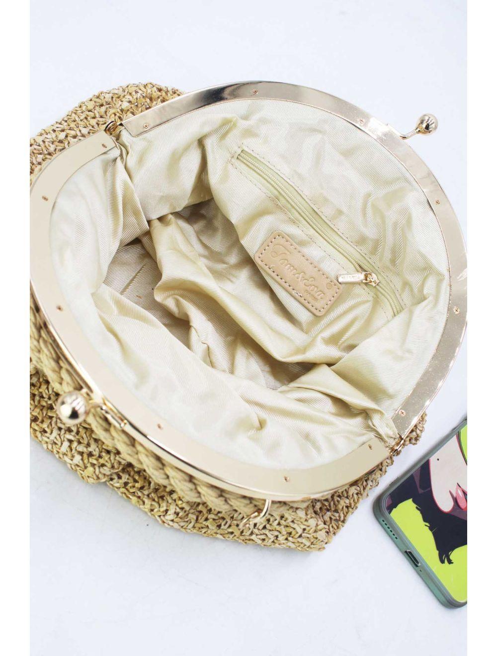 tom&eva Pochette Tressé Avec Bandoulière Large 23P-5816-Beige