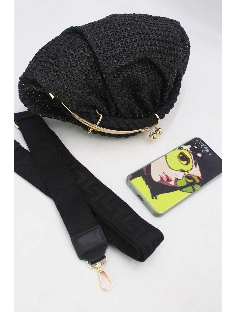 Tom&eva Pochette Tressé Avec Bandoulière Large 23P-5816-Noir