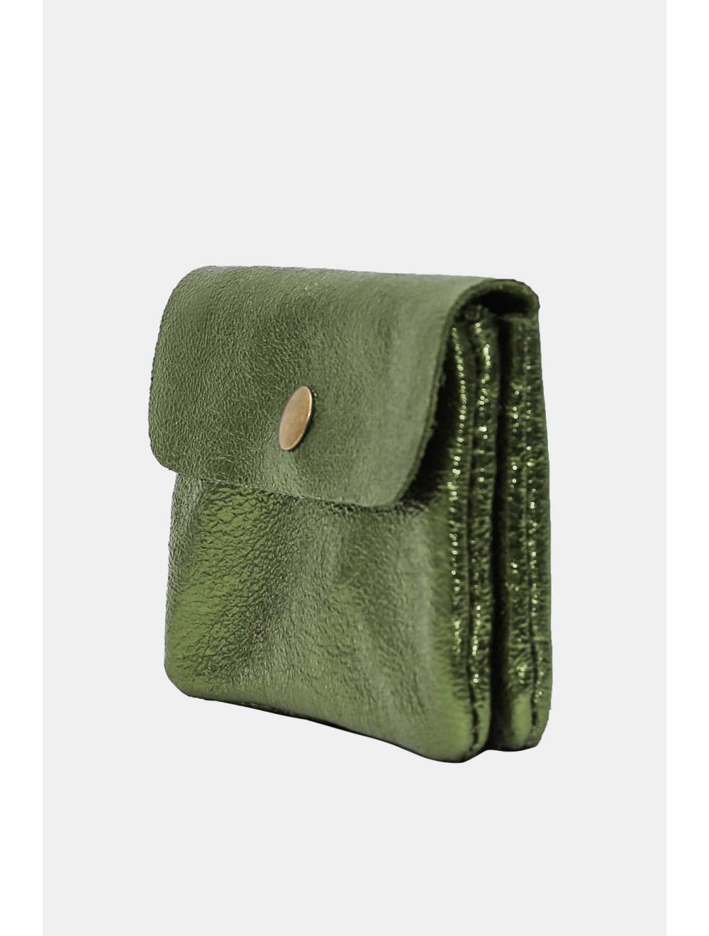 Tom&eva Porte-monnaie Avec Rabat Pression En Croûte De Cuir De Vachette Suède-LUCE METAL 3998B-Kaki Metal