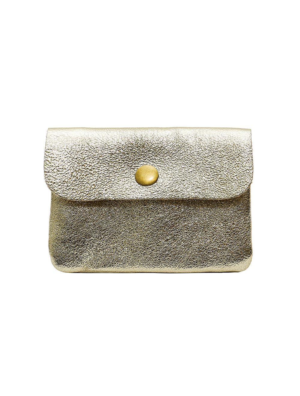 tom&eva Porte-monnaie avec rabat pression en croûte de cuir de vachette suède-LUCE METAL 3998B-DORE