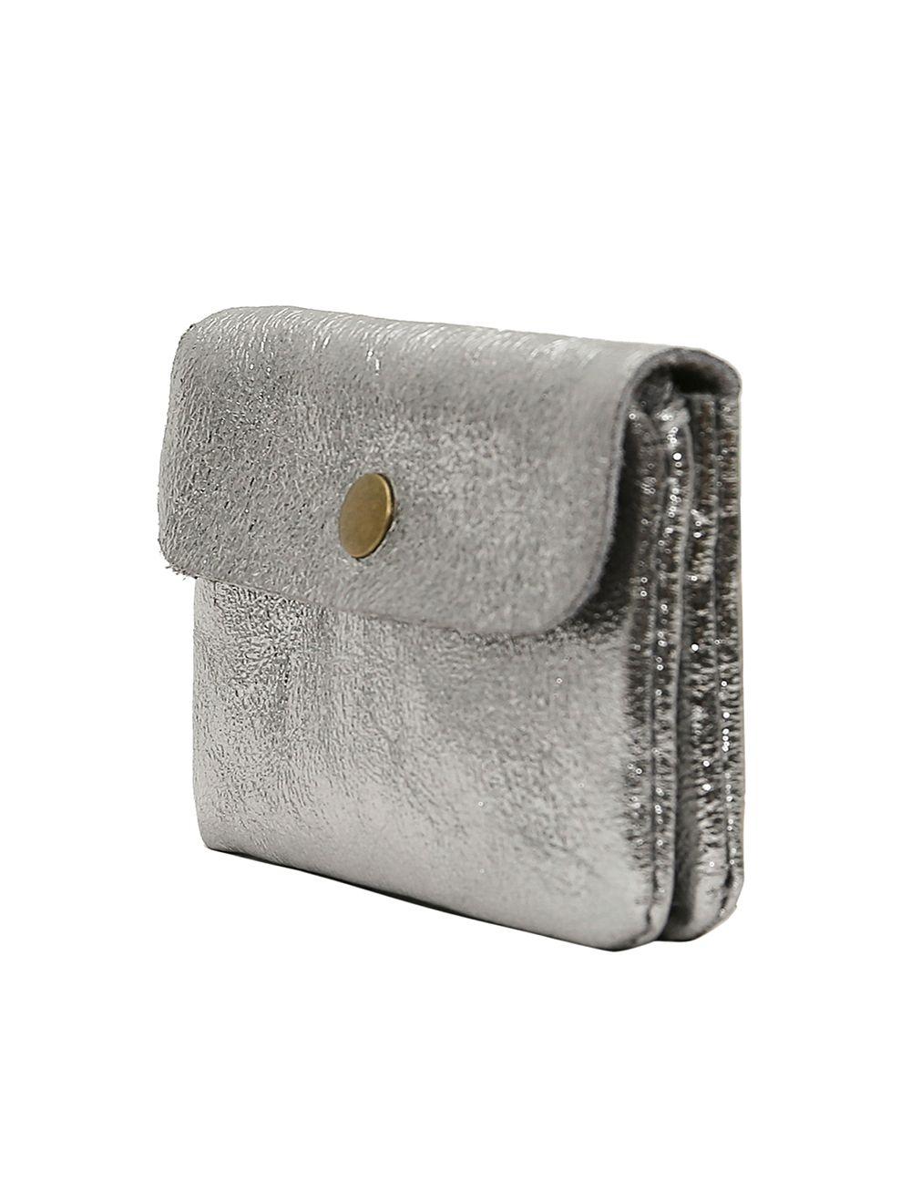 Tom&eva Porte-monnaie Avec Rabat Pression En Croûte De Cuir De Vachette Suède-LUCE METAL 3998B-ARGENT