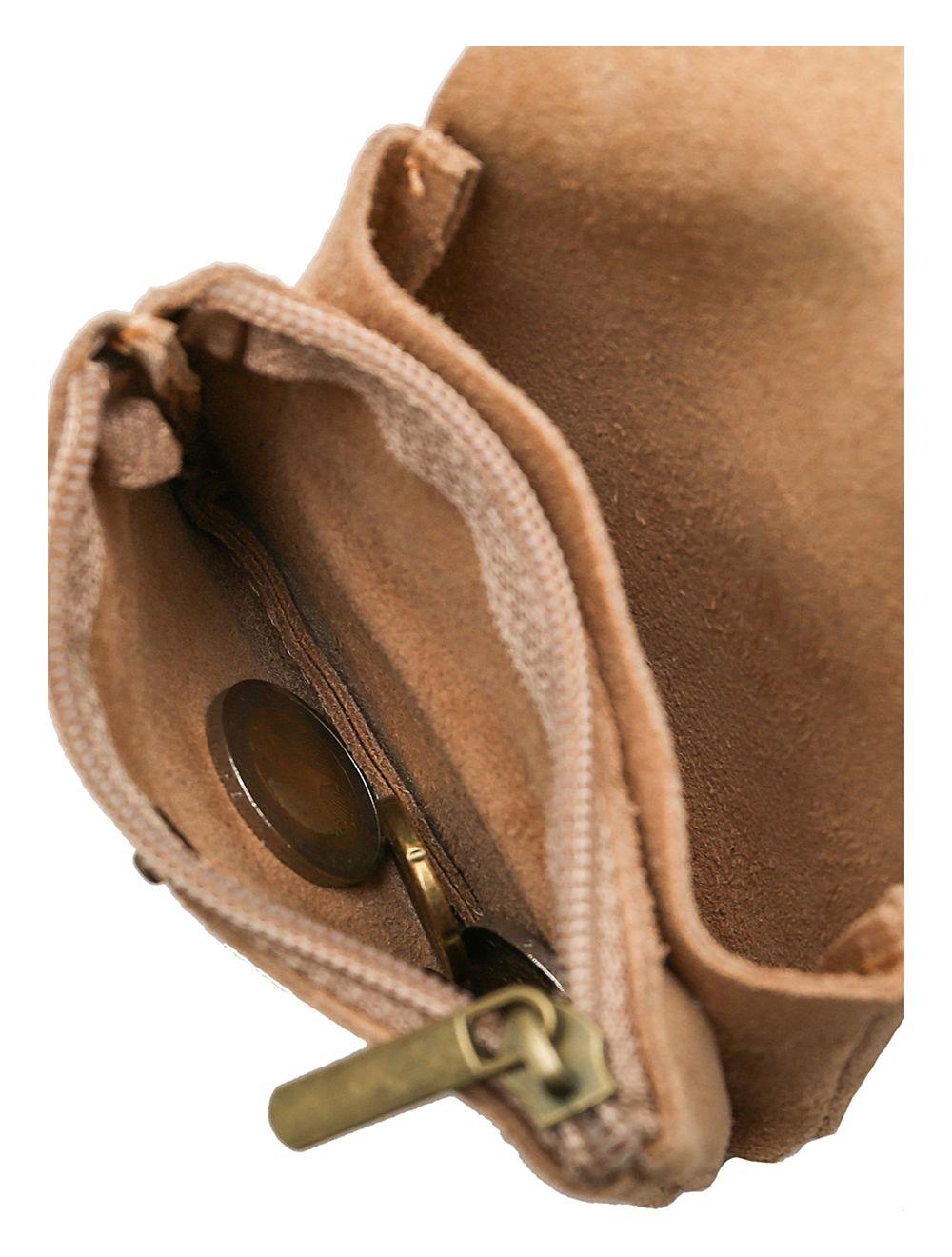 Tom&eva Porte-monnaie Avec Rabat Pression En Croûte De Cuir De Vachette Suède-LUCE 3998-Beige