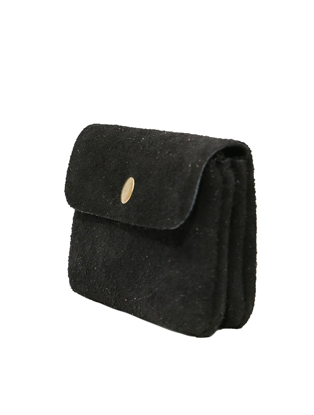 Tom&eva Porte-monnaie Avec Rabat Pression En Croûte De Cuir De Vachette Suède-LUCE 3998-Noir