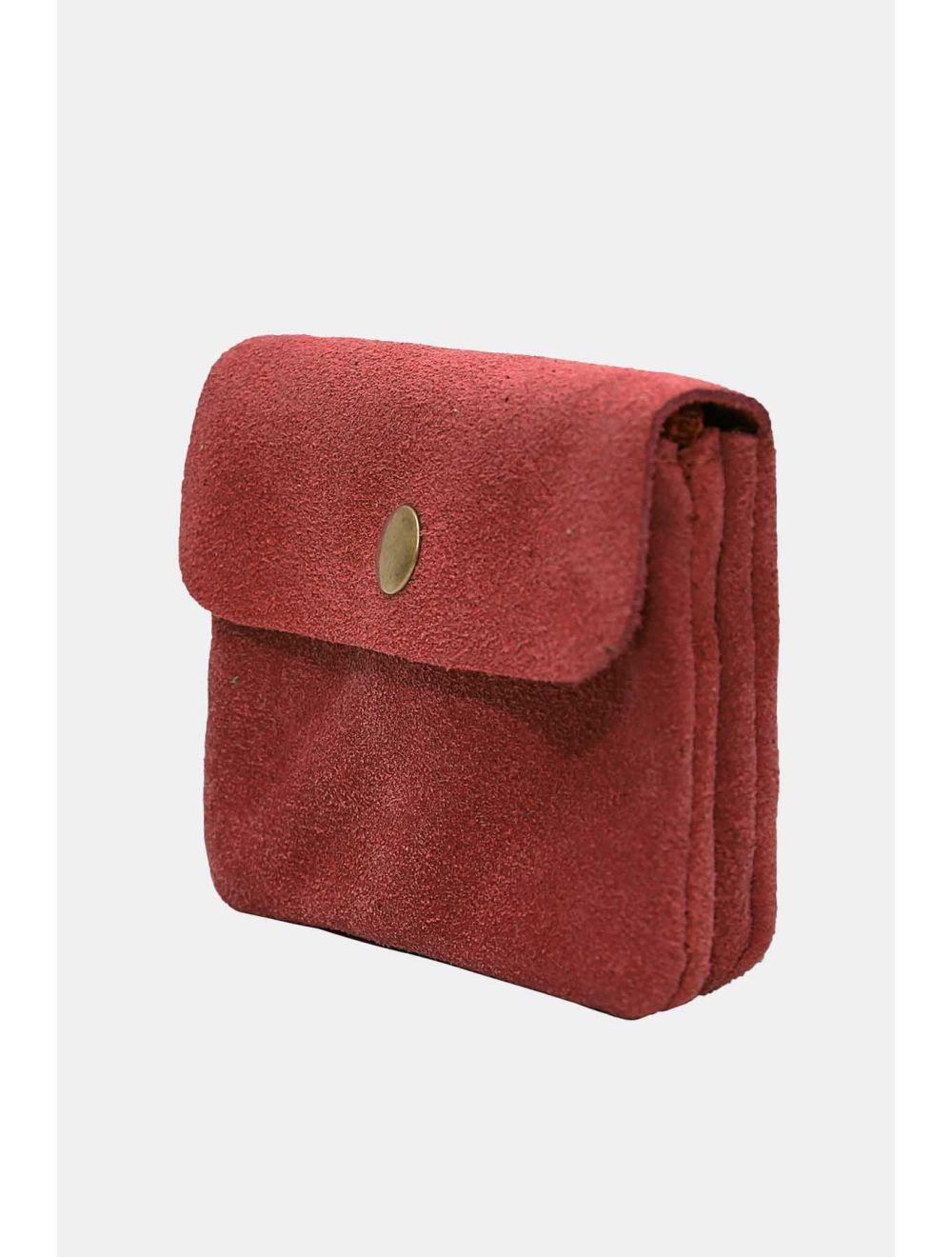 tom&eva Porte-monnaie avec rabat pression en croûte de cuir de vachette suède-LUCE 3998-Rouille
