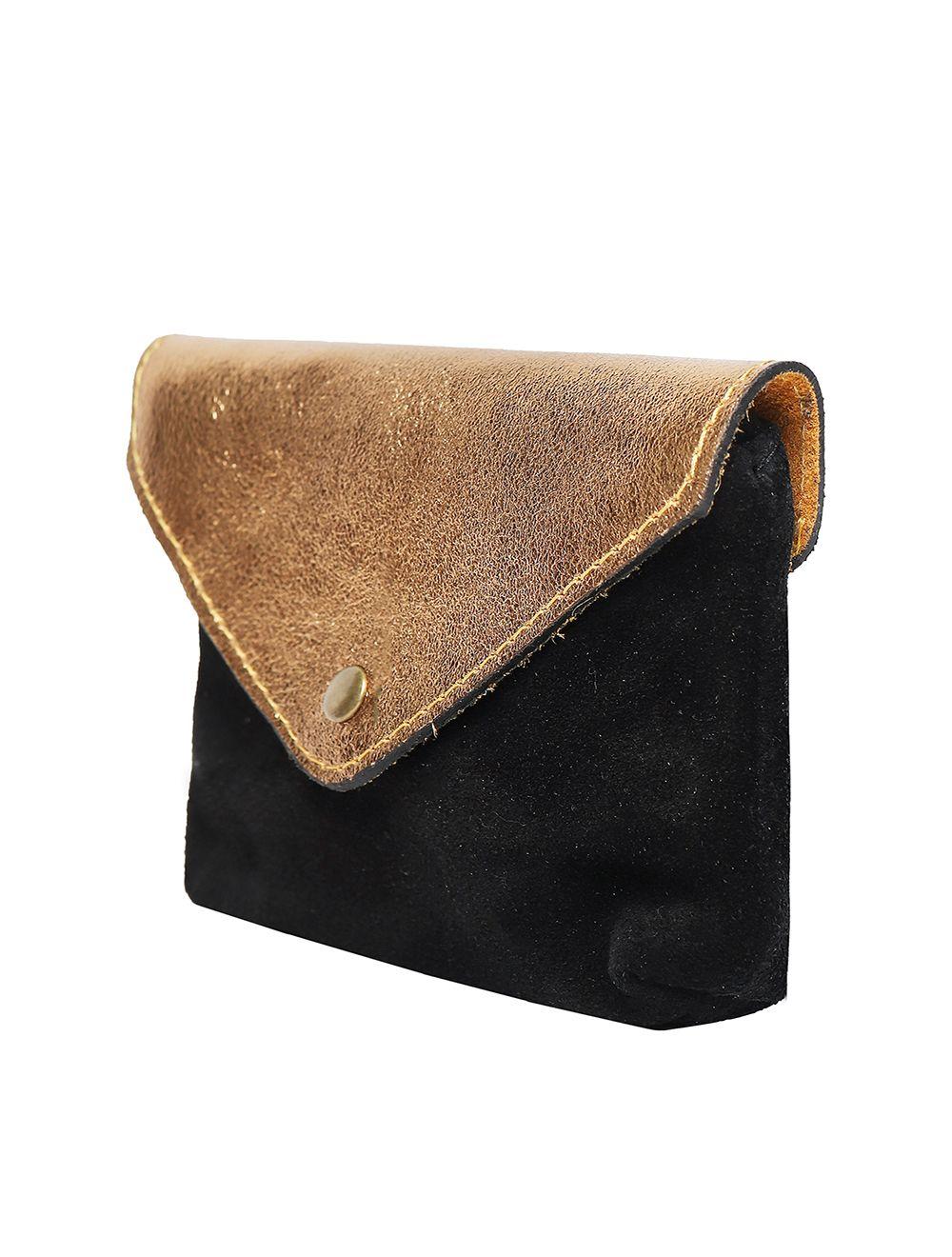 Tom&eva Porte-monnaie Cuir Vachette Souple Et Suede 3991-NoirDoré
