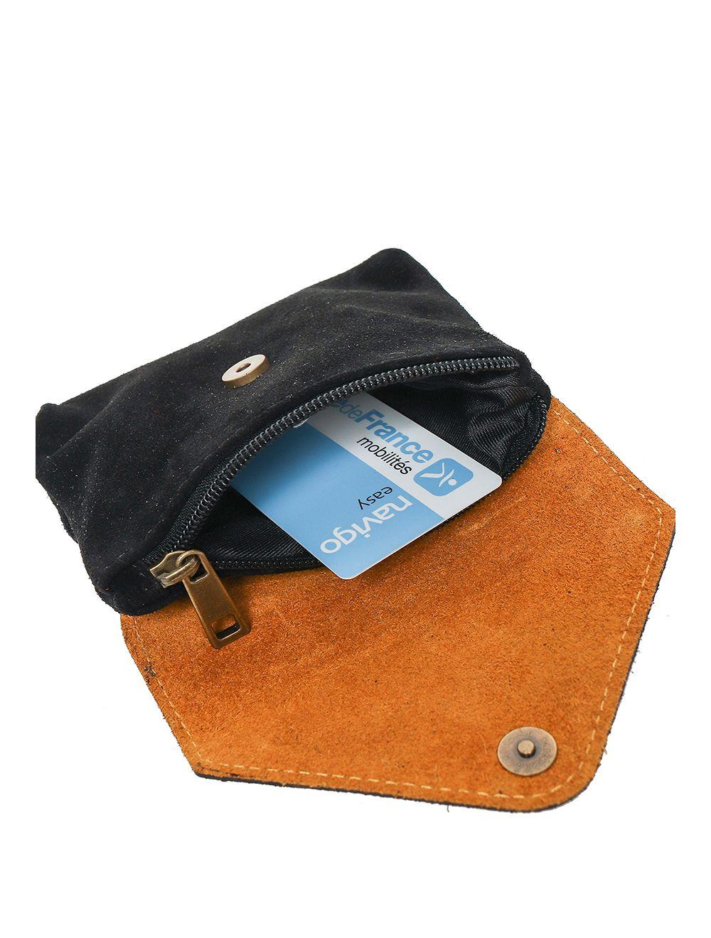 Tom&eva Porte-monnaie Cuir Vachette Souple Et Suede 3991-NoirDoré