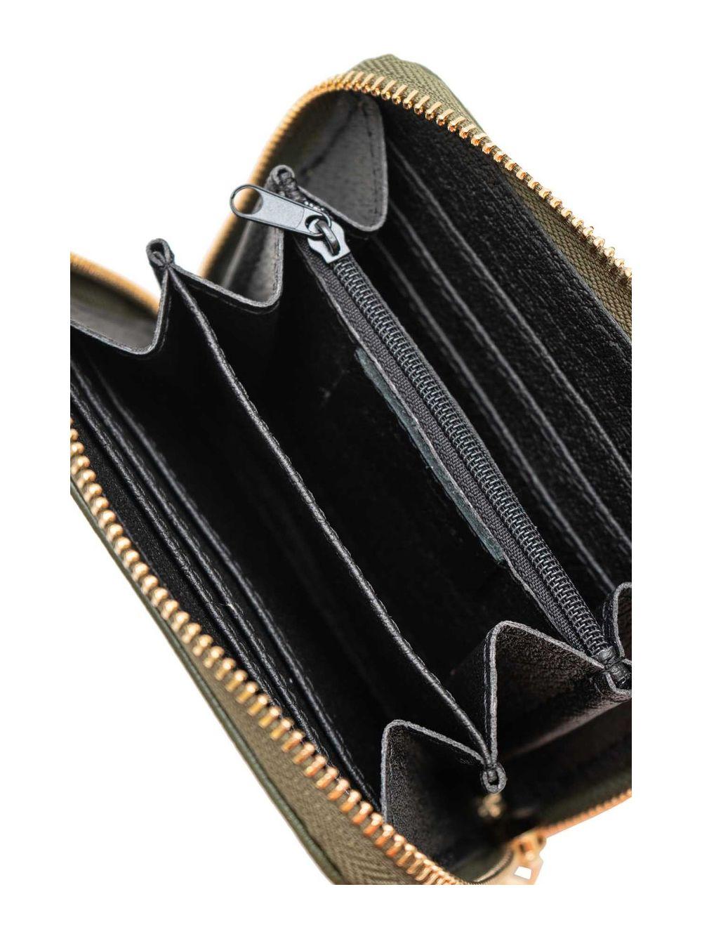 Tom&eva Porte-monnaie En Croûte Cuir Vachette Imprimé Box YUNA BOX 4901B-Kaki