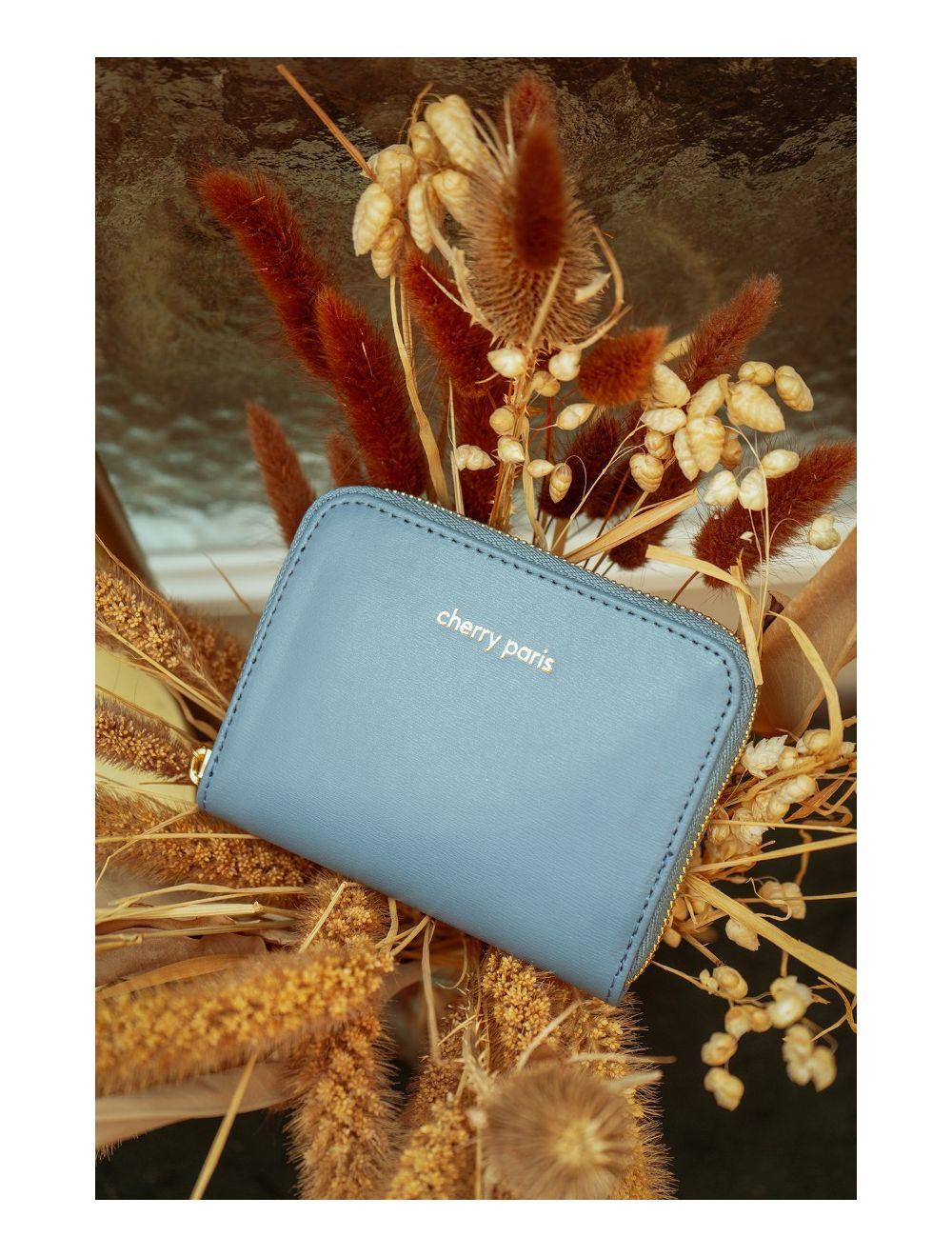 tom&eva Porte-monnaie En Croûte Cuir Vachette Imprimé Box YUNA BOX 4901B-Jean